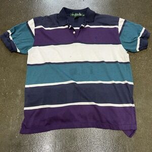 Vintage Knights Of Round Table Polo Shirt Mens Large Colorblock Stripe 90s